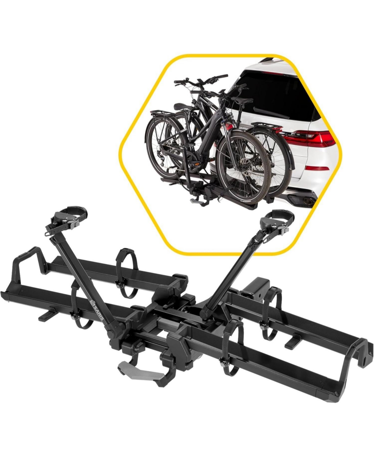 Saris Cycle-On 2 E-Bike Hitch Rack, Ramp Loading, Foldable, 1.25" and 2" Hitch Receiver