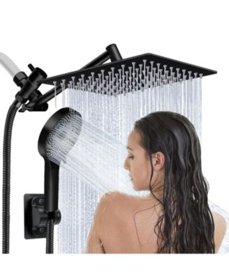 8" Shower Head Rain Handheld Spray Extension Arm Flow Regulator