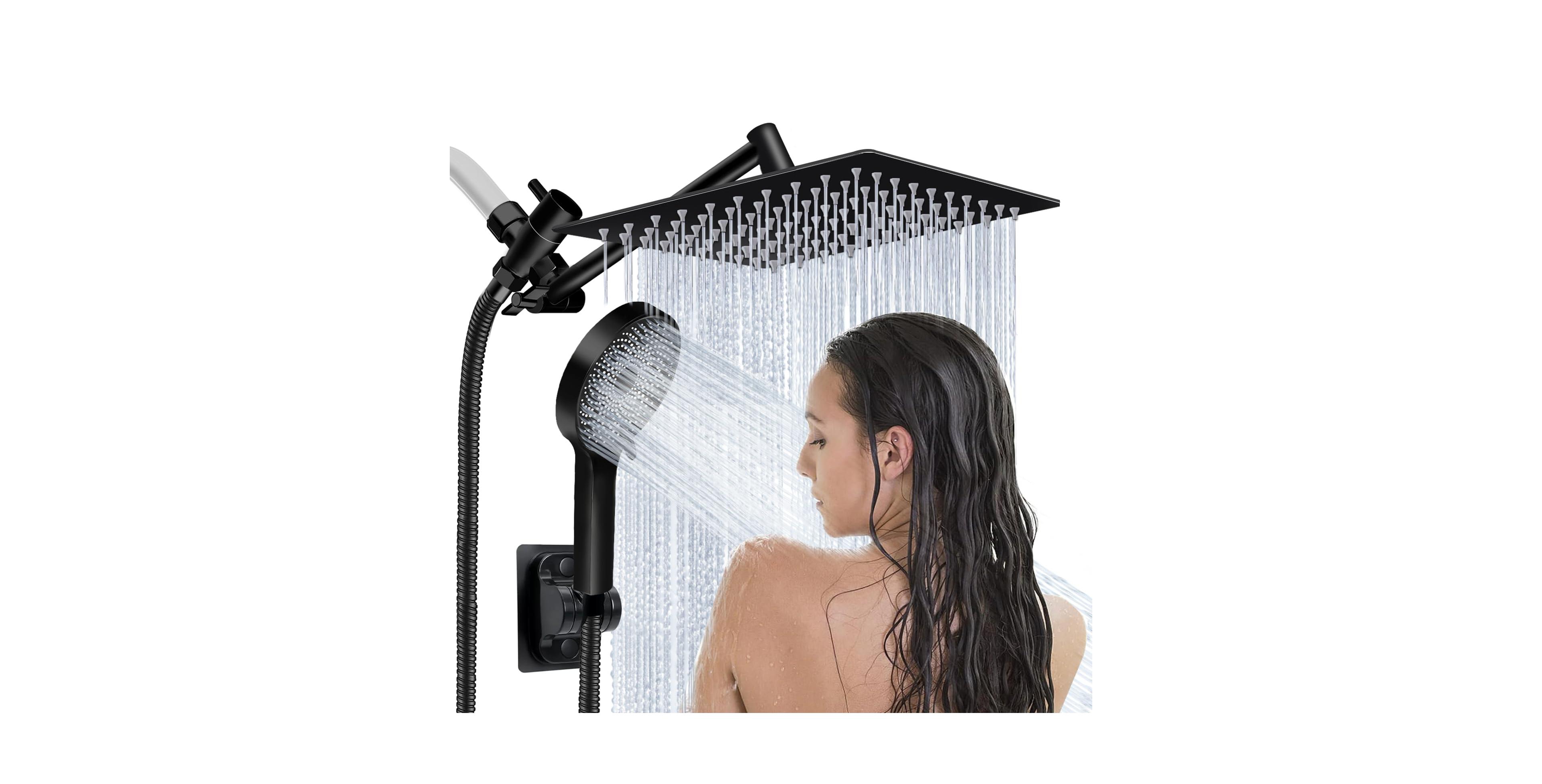 Cyqbd 8" Shower Head Rain Handheld Spray Extension Arm Flow Regulator