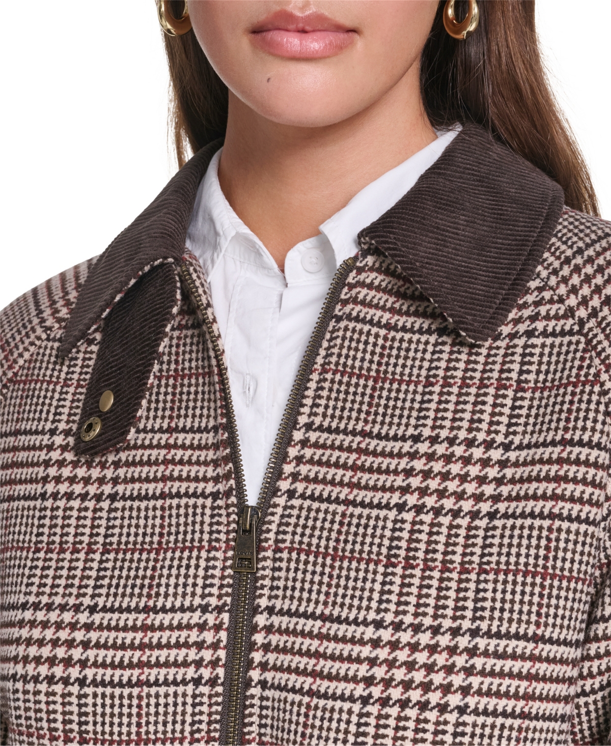 Levi's Women's Plaid Wool-Blend Zip-Front Jacket