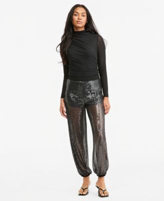 Women's Sequin High-Rise Pull-On Balloon Pants