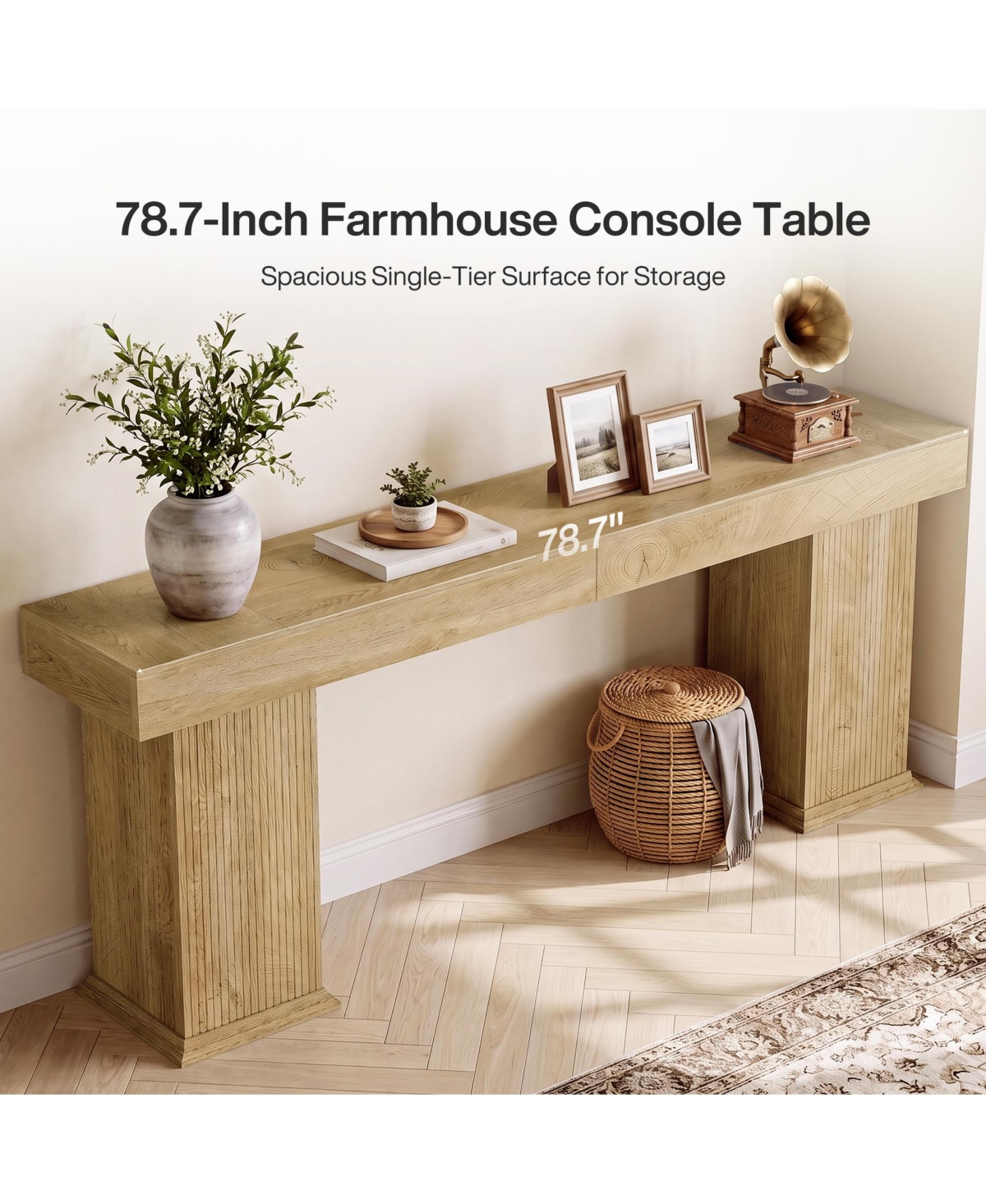 Tribesigns 78.74" Light Oak Console Table, Entryway Sofa Table