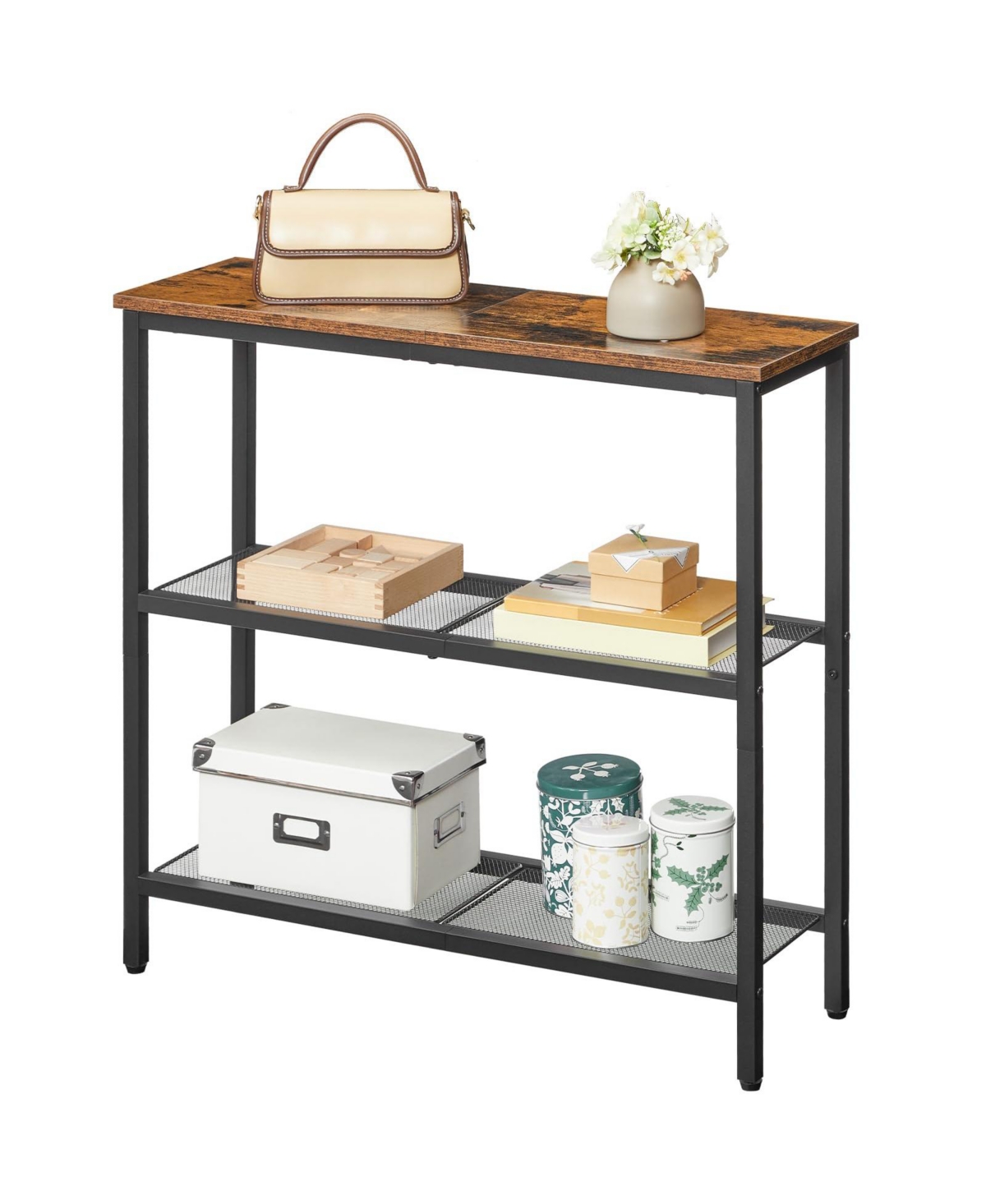 Slickblue Entryway 3-Tier Narrow Console Table with Storage Shelves