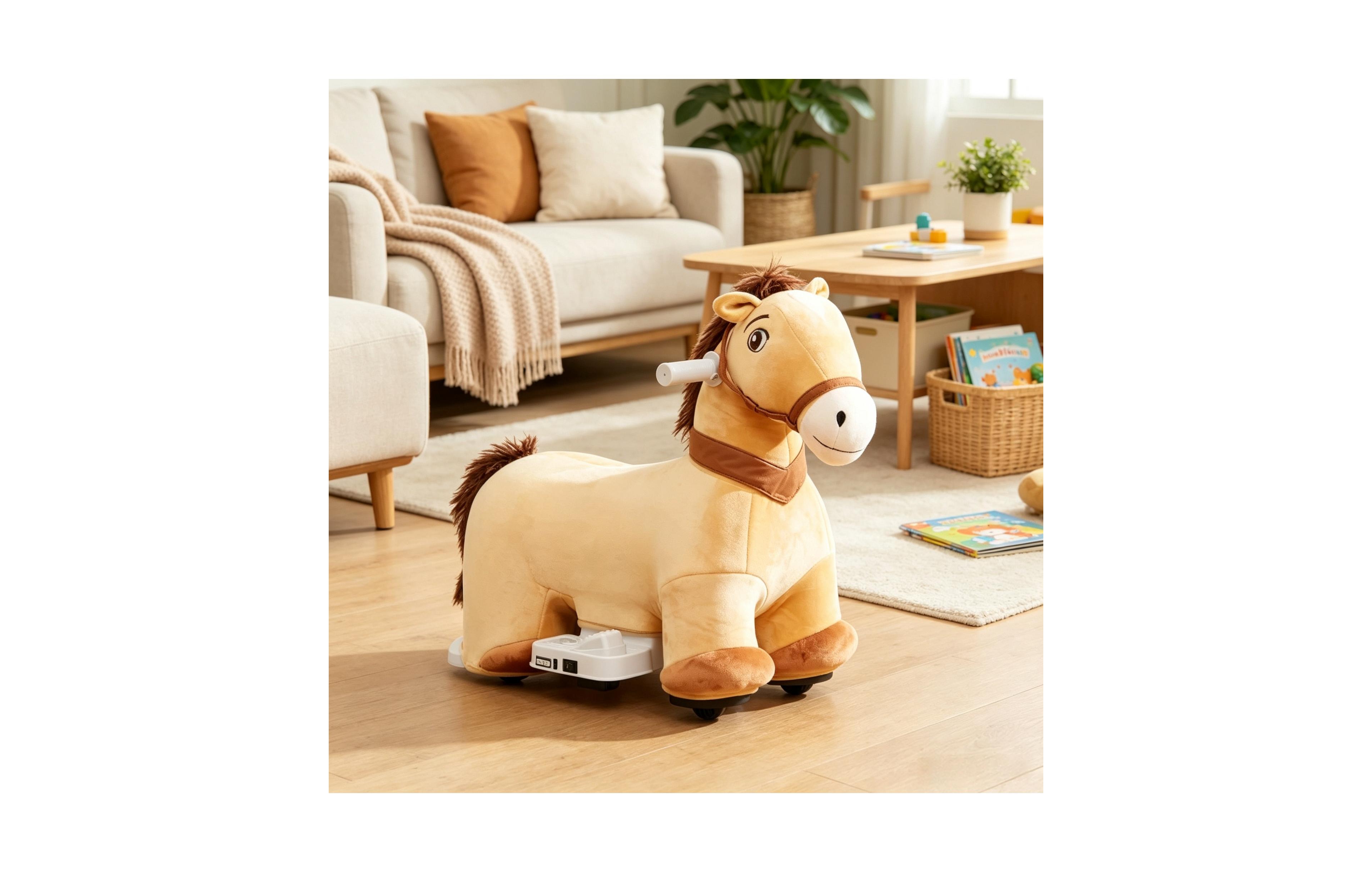 Sevorley 6V Electric Pony Ride-On Toy with Forward Drive and Quiet Wheels, Ages 18-36 Months