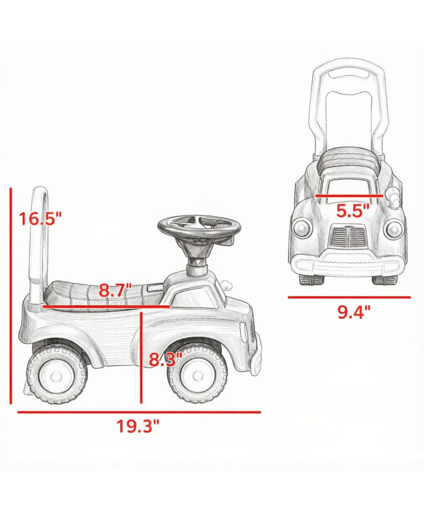 Детская игрушка SEVORLEY Toddler Foot-to-Floor Fire Truck Ride-On with Horn, Music and Storage, Ages 18-36 Months, цвет: Красный — фото 3