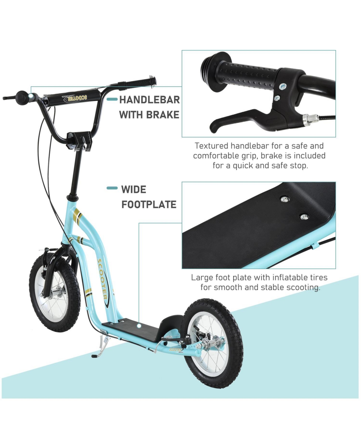 Sevorley Kids Kick Scooter with Adjustable Handlebar, Non-Slip Deck and All-Terrain Tires, Ages 3+