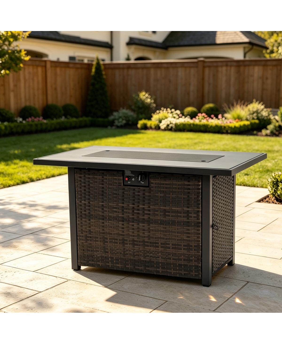 Streamdale Furniture 44" 50,000 Btu Propane Fire Pit Table with Wind Screen