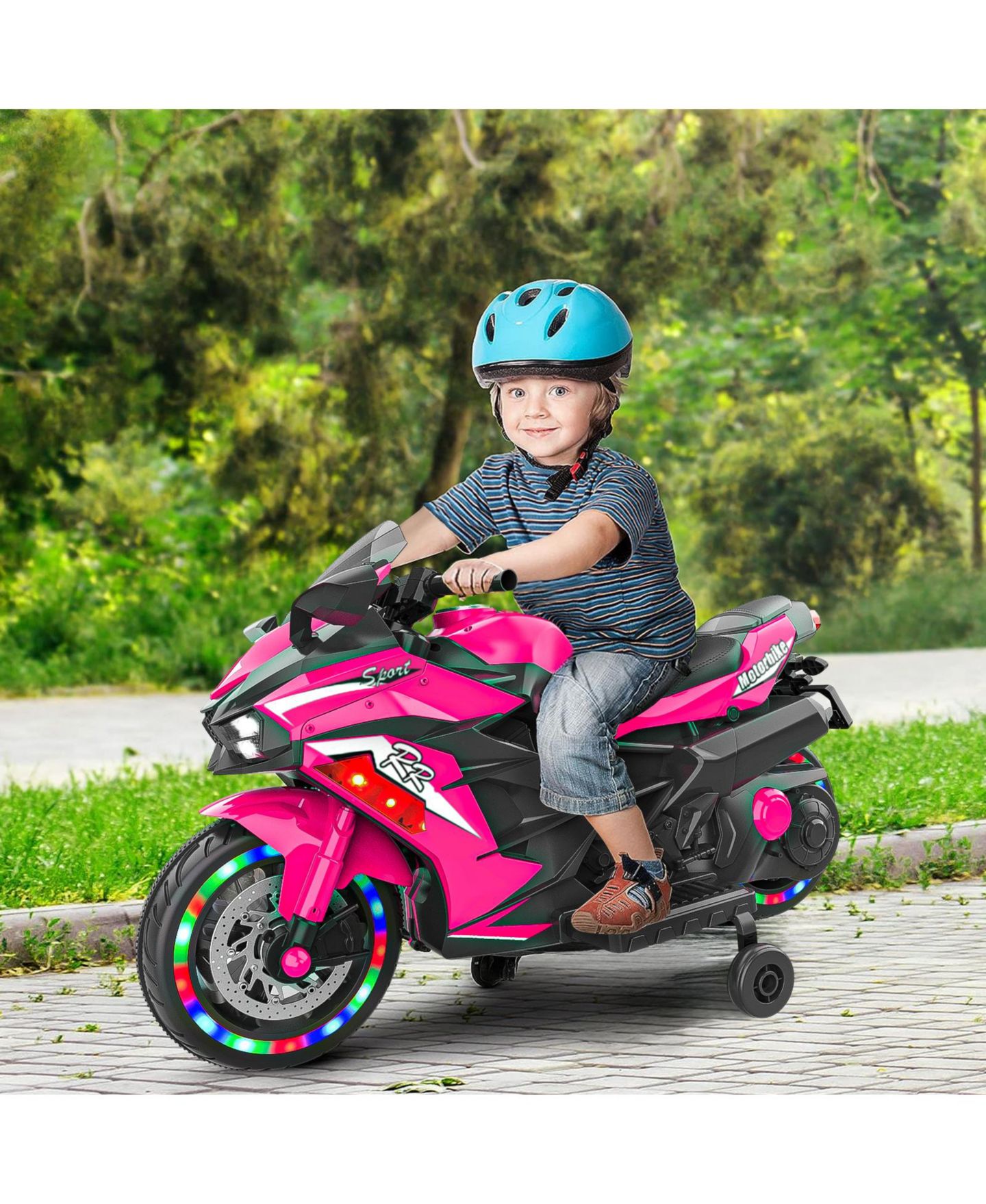 Детская игрушка SEVORLEY 12V Kids Electric Ride-On Motorcycle with Music, Training Wheels, Rechargeable, Ages 3-6, цвет: Розовый — фото 4