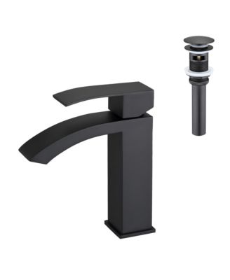 Single Handle Waterfall Bathroom Sink Faucet with Pop-Up Drain, Stainless Steel, for Sinks with Overflow