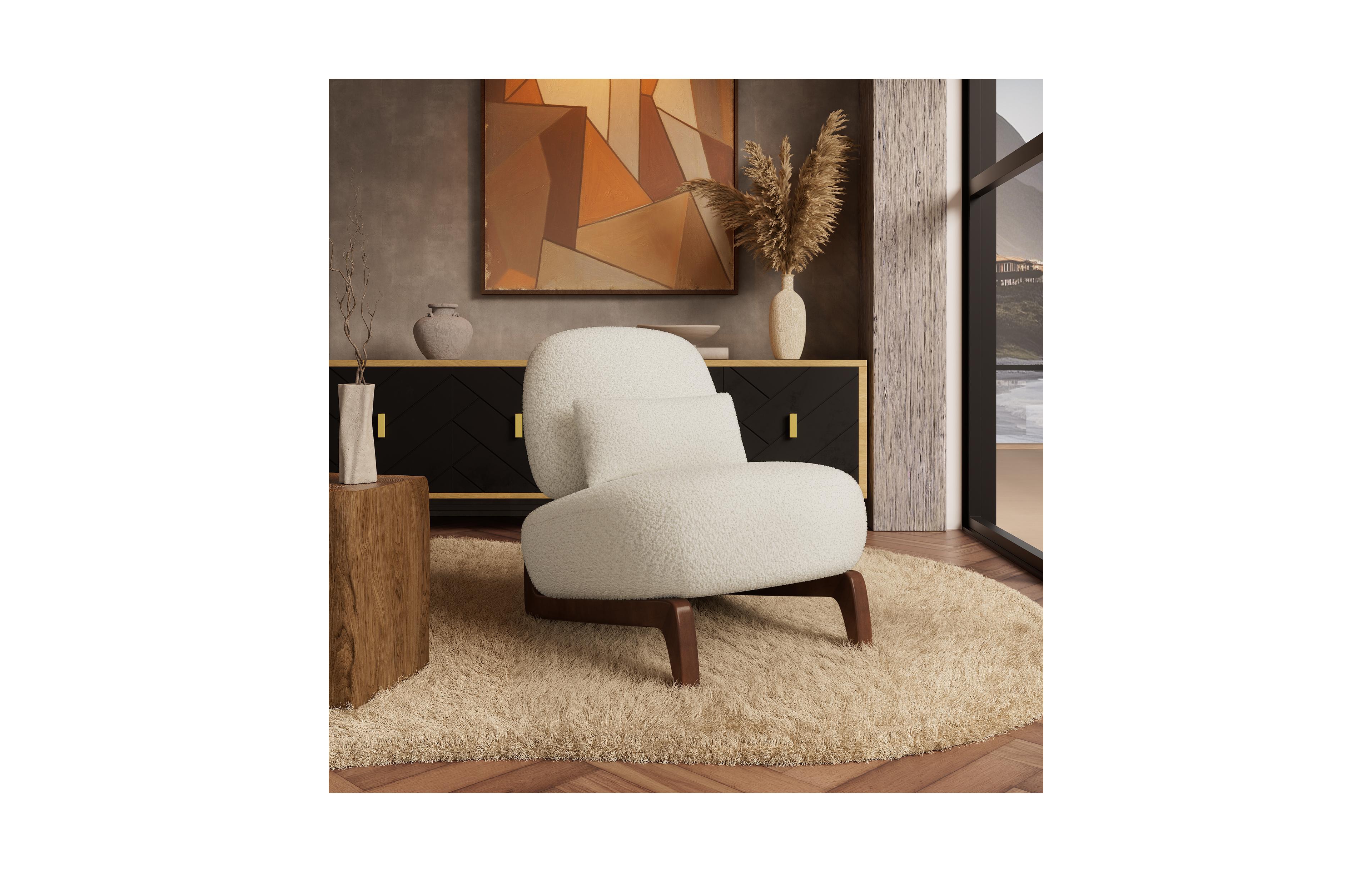 Morden Fort Cloud-Soft Cream Polyester Fleece Armless Accent Chair Upholstered Living Room Side Chairs with Waist Cushion