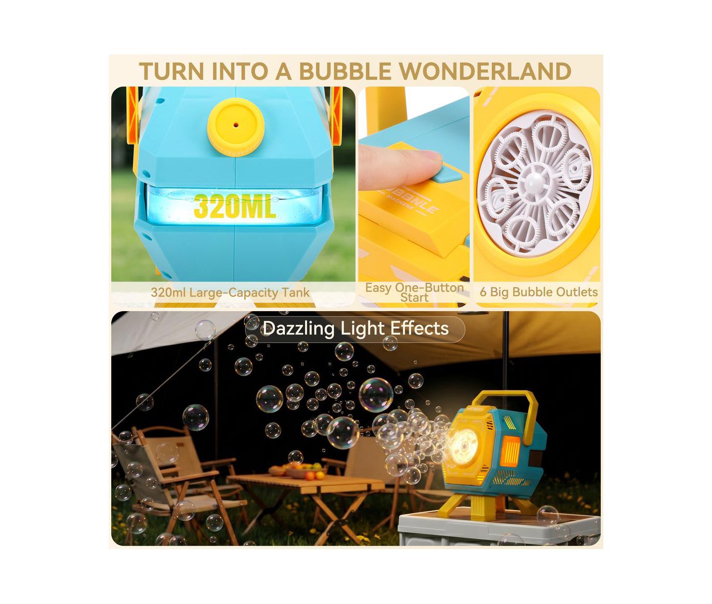 Детская игрушка Bruce & Shark Portable Bubble Machine With Lights, Ages 3+, цвет: Синий — фото 6