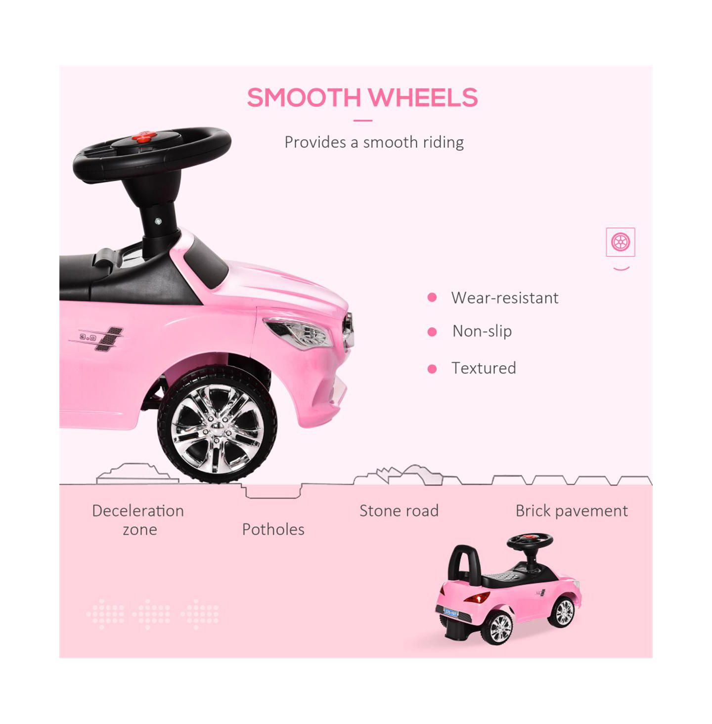 Детская игрушка YOBTOP Kids Ride On Push Car - Foot-to-Floor Walking Sliding Toy Car for Toddler, Working Horn Music Headlights and Storage — фото 6