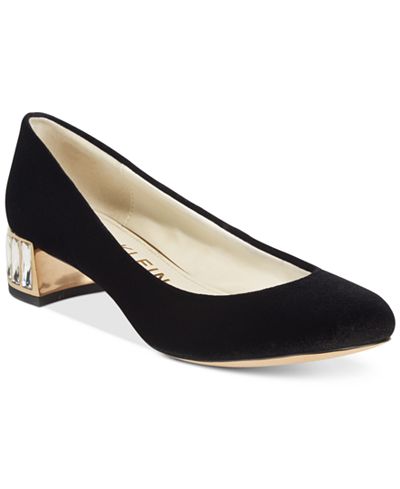 block pumps klein heel velvet anne macy shoes