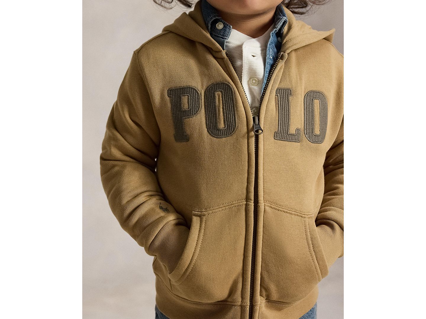 Худи Polo Ralph Lauren Logo Fleece Full-Zip для мальчиков, цвет: Верблюжий — фото 3