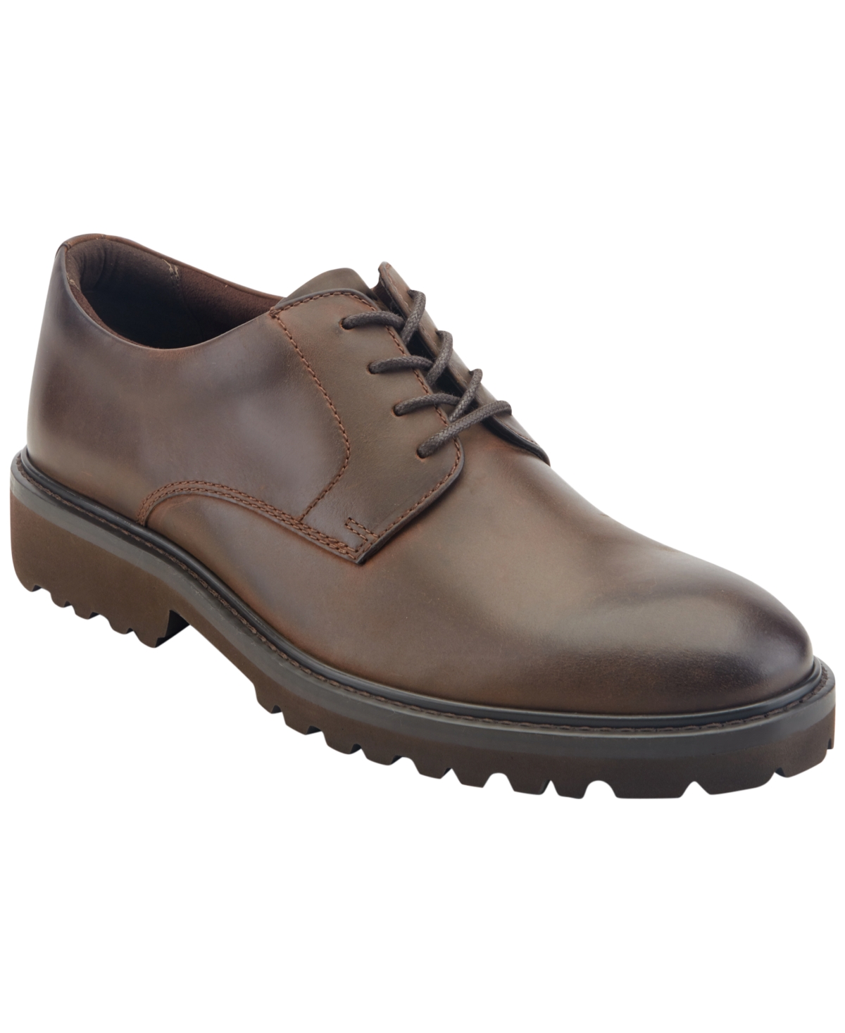 Rockport Men's Max Lace-Up Plain Toe Cushioned Insole Oxfords - Dark Brown Leather