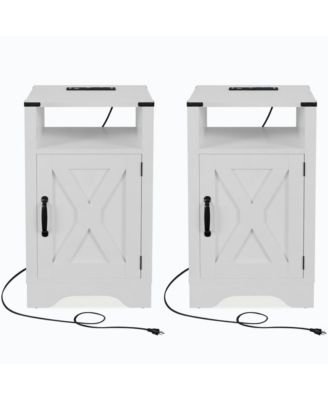 2-Pack 16" Farmhouse Charging Nightstand