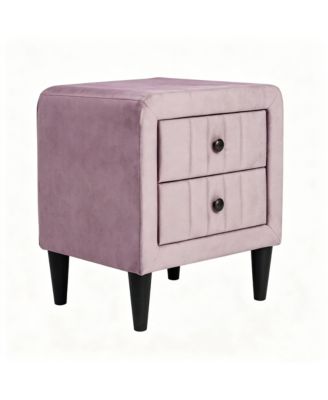 Velvet 2-Drawer Upholstered Nightstand, 20"W, Tapered Legs