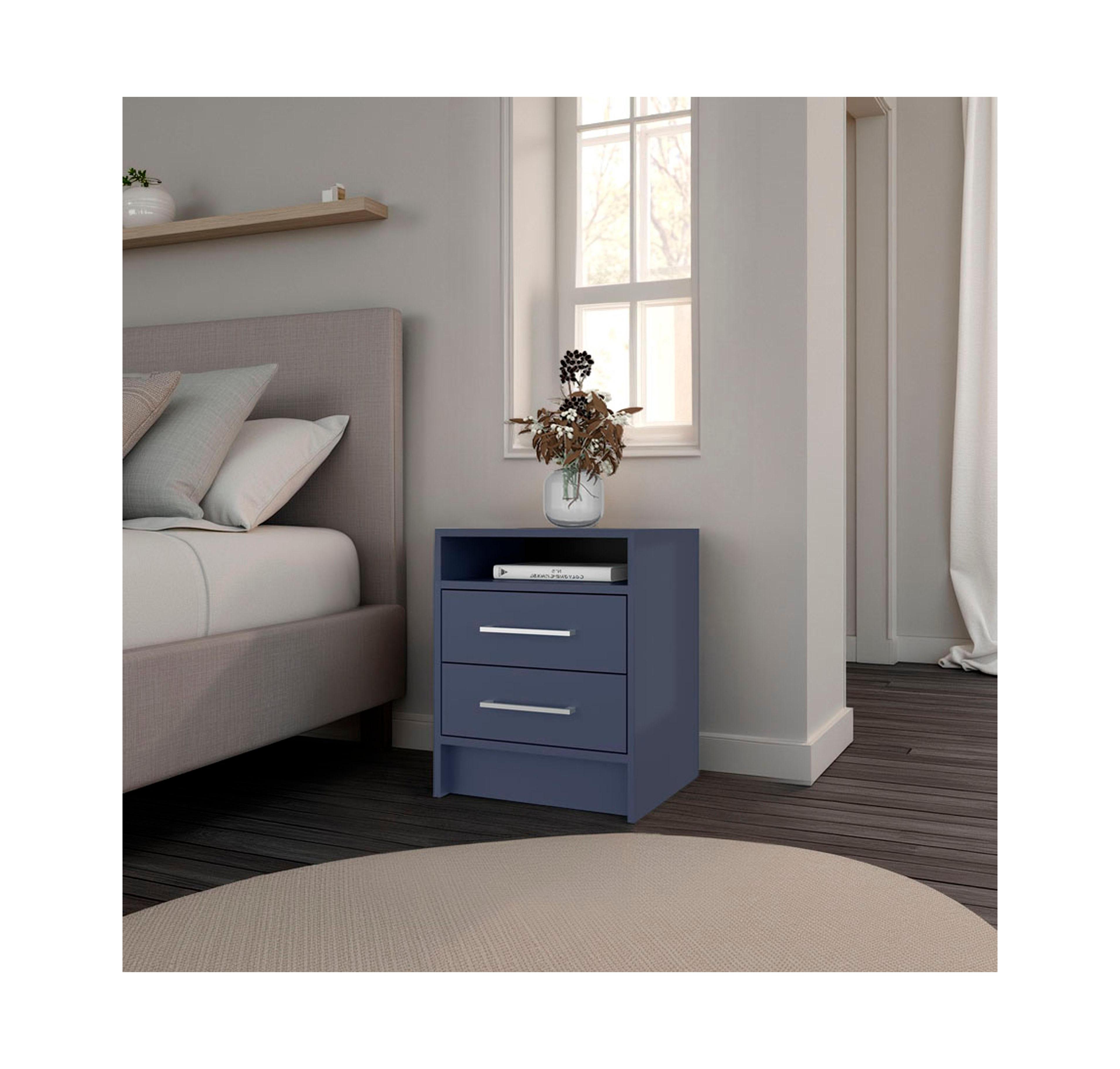 Flynama Alby Nightstand, 2 Drawers and Shelf, 19.9"H