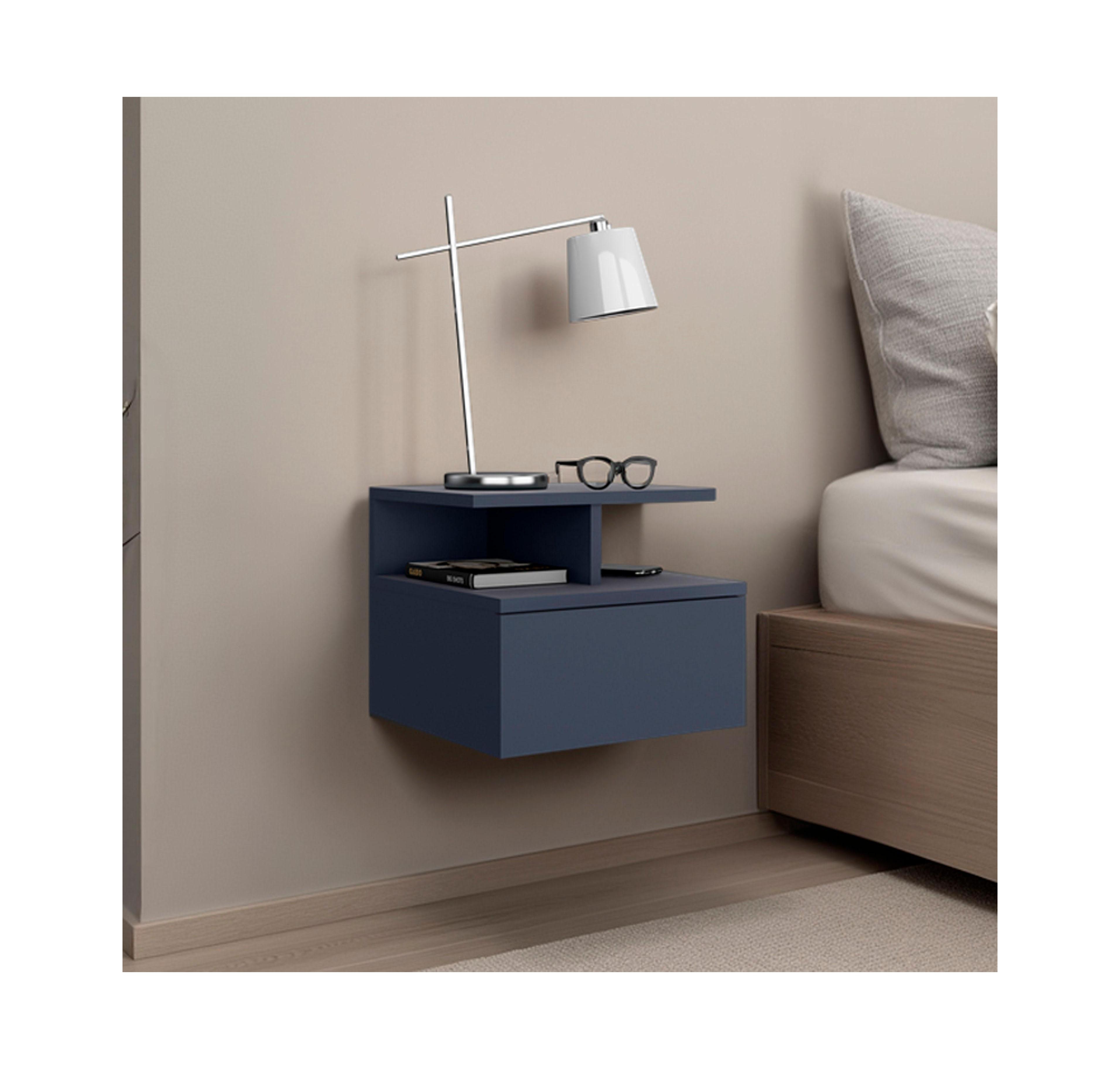 Flynama Wall-Mounted Floating Nightstand with Drawer and Multi Shelves
