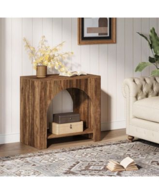 Farmhouse End Table with Storage Shelf, Rectangle