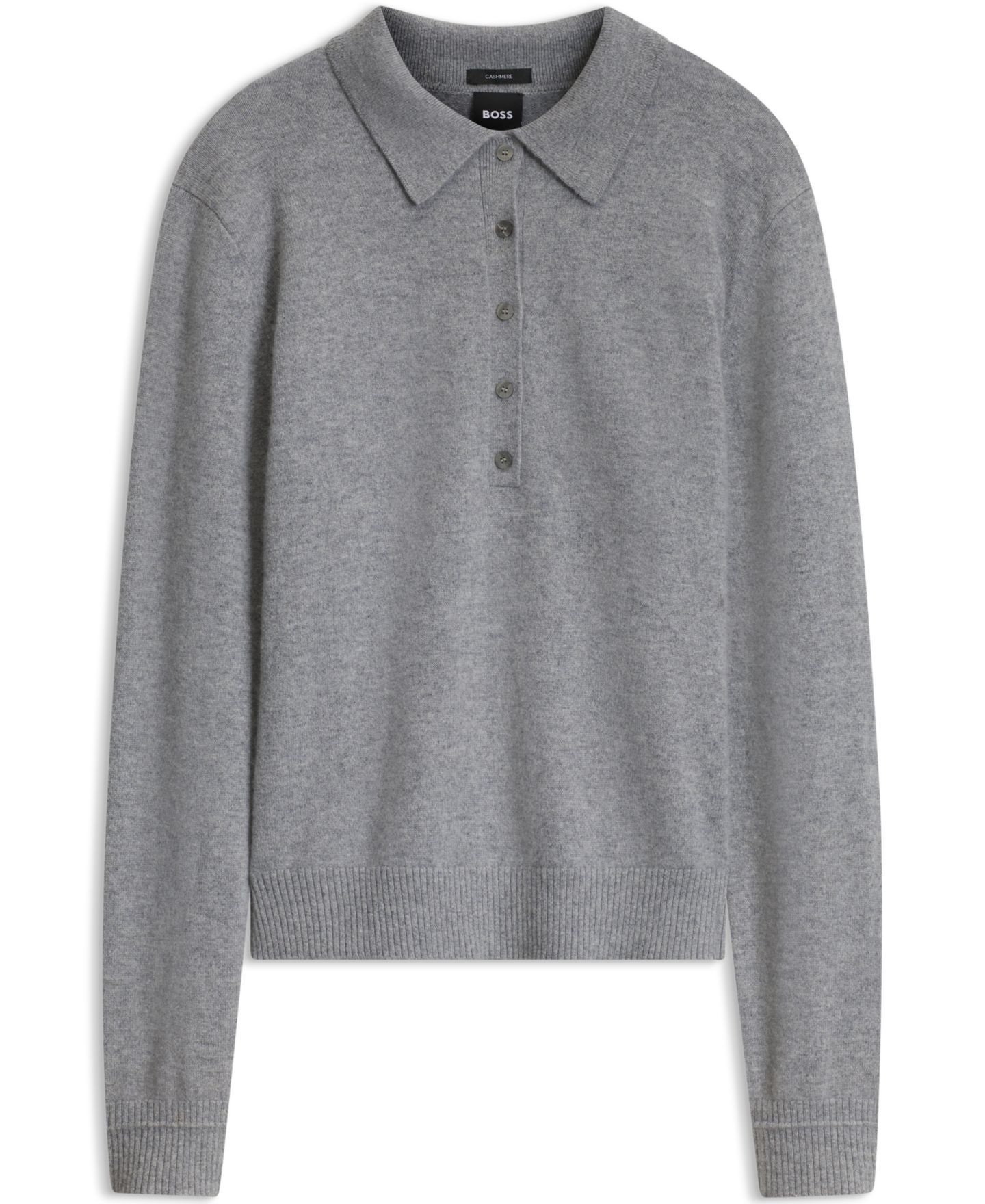 Женский свитер Hugo Boss BOSS by Falonsi Cashmere Polo Sweater, цвет: Зелёный — фото 2