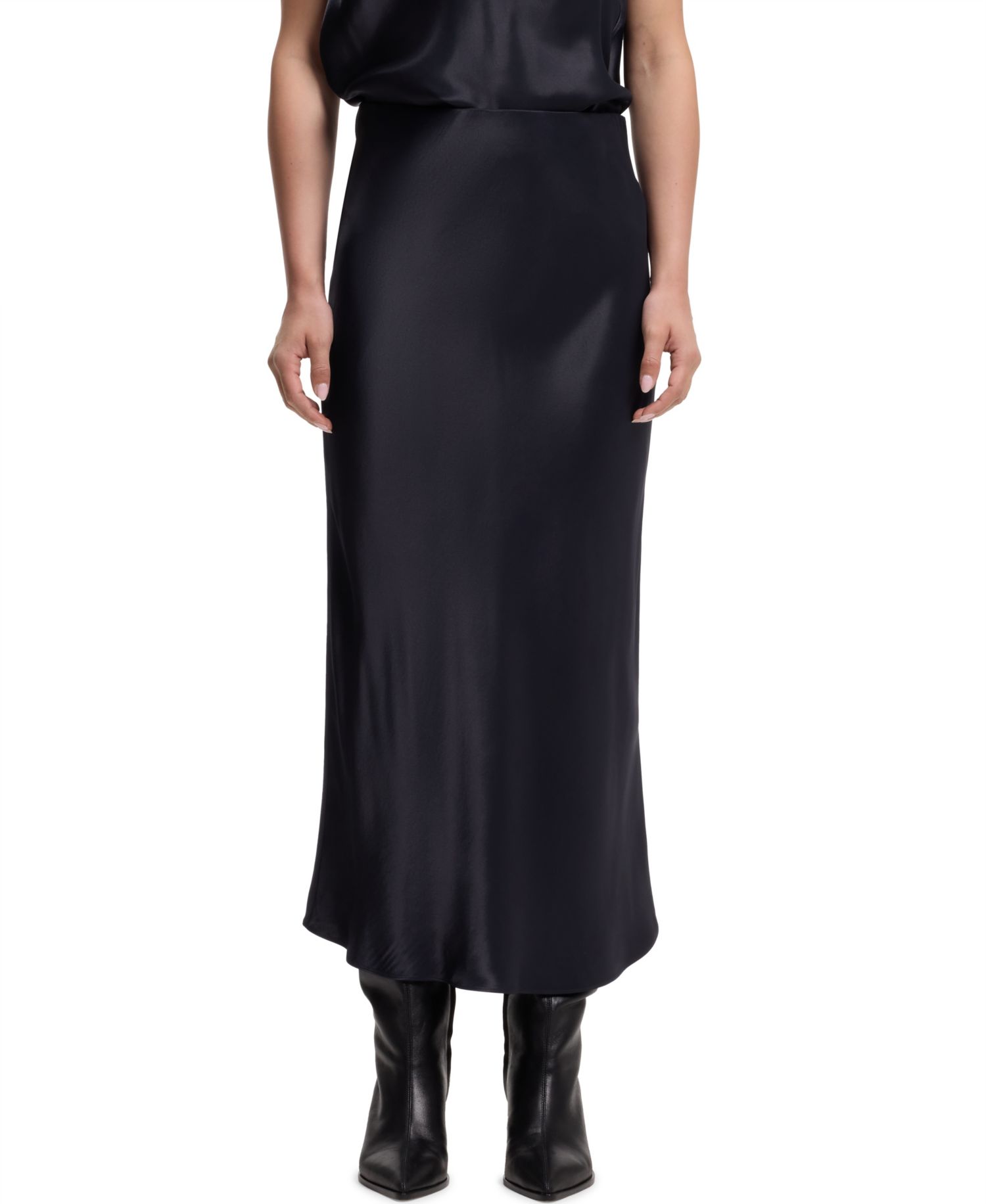 BOSS by Women's Satin A-Line Midi Skirt