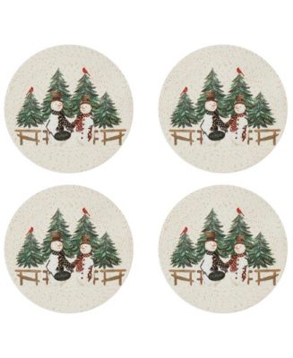 Country Snowman Woven Braided Round Placemats, Set of 4