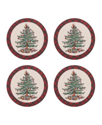 Christmas Tree Tartan Braided Placemats, Set of 4