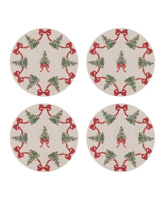 Bows Trees Woven Braided Round Placemats, Set of 4