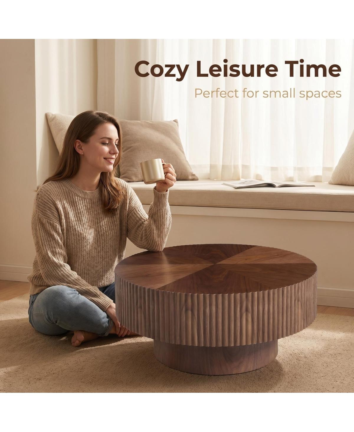 Streamdale Furniture 31.49'' Round Pedestal Coffee Table, Walnut
