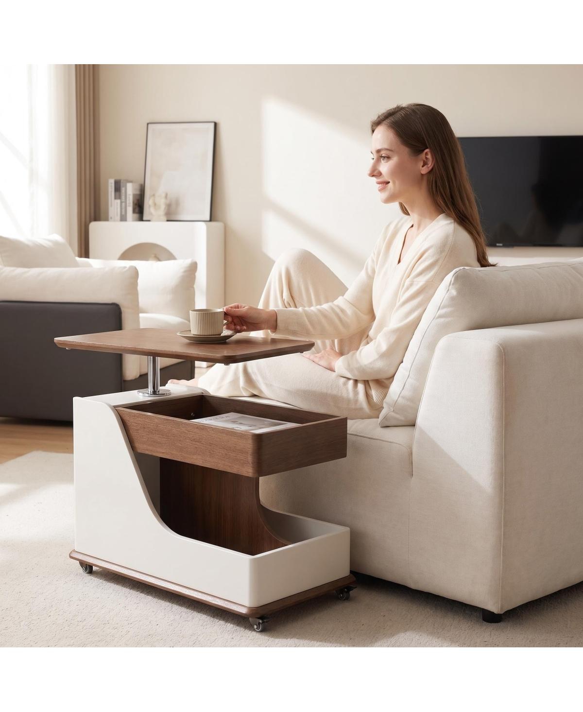 Streamdale Furniture Adjustable Height Portable Side Table with Storage