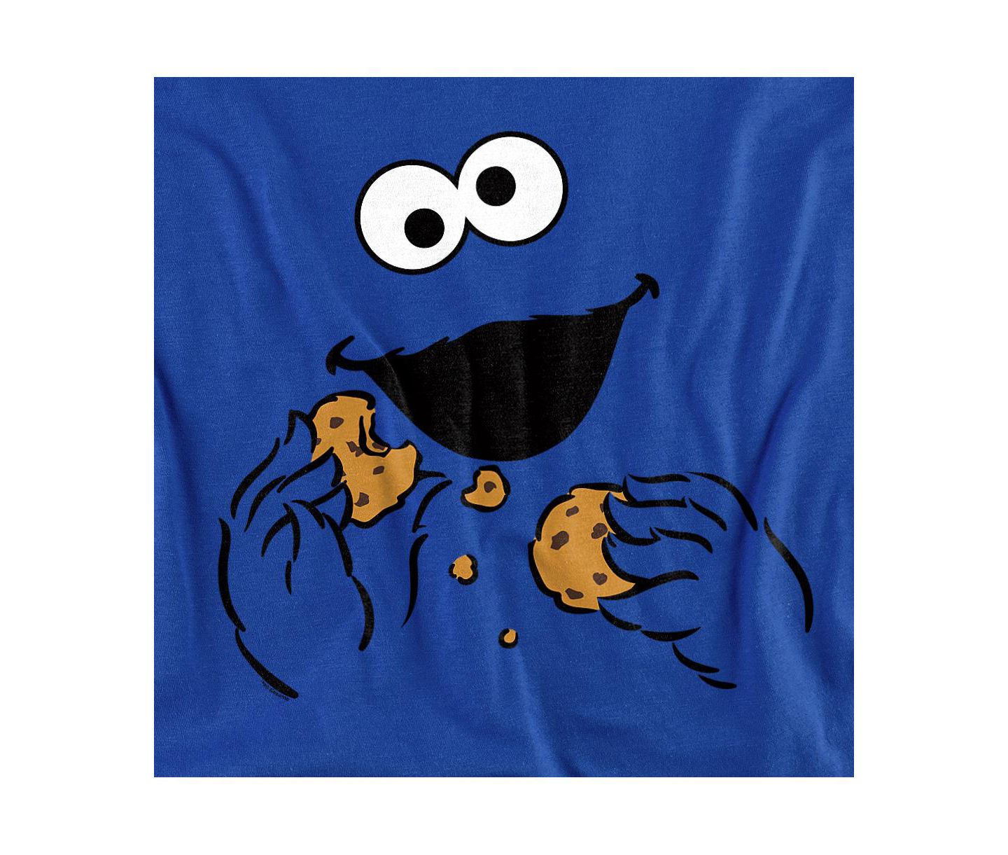 Мужская толстовка Sesame Street Cookie Monster Om Nom Face Graphic 100% Cotton Crewneck, цвет: Королевский синий — фото 2
