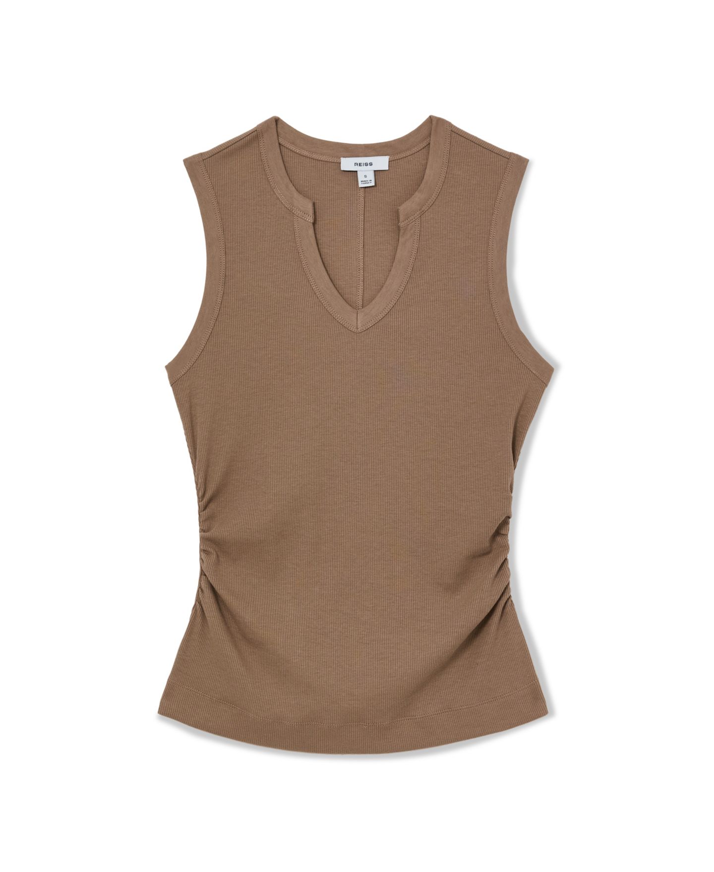 Женский жилет REISS Notch Detail Ribbed, цвет: Серо-коричневый нейтральный — фото 5