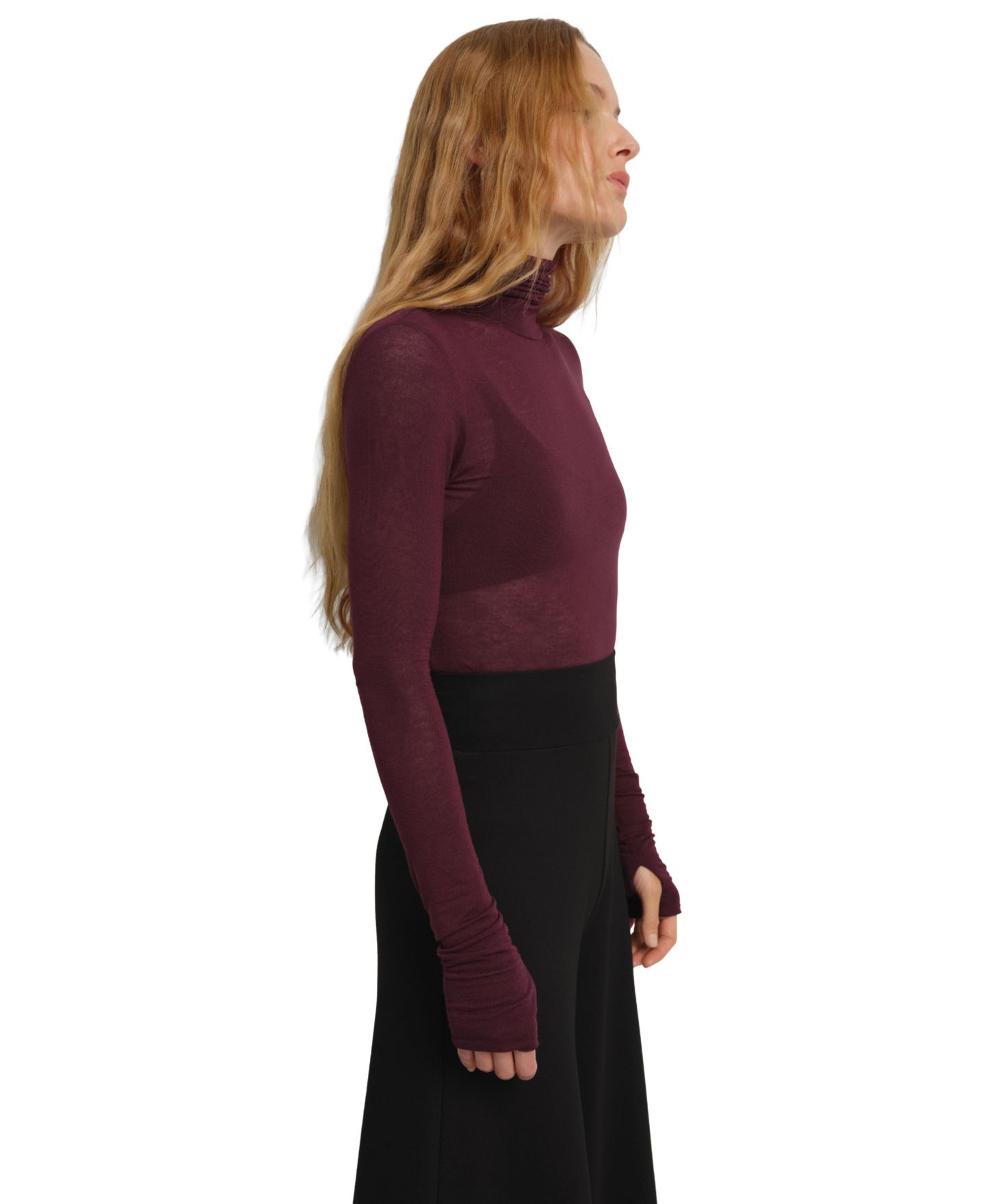 Женский топ Marcella Eloise High-Stretch Sheer Turtleneck, цвет: Бордовый — фото 2