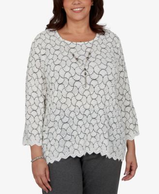 Plus Size Scoop Neck 3/4-Length Sleeves Blouse