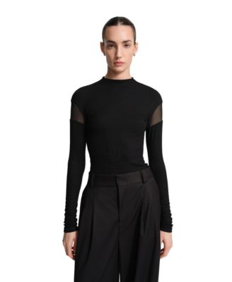 Women's Aiva Mesh Sleeve Cutout Long-Sleeve Top