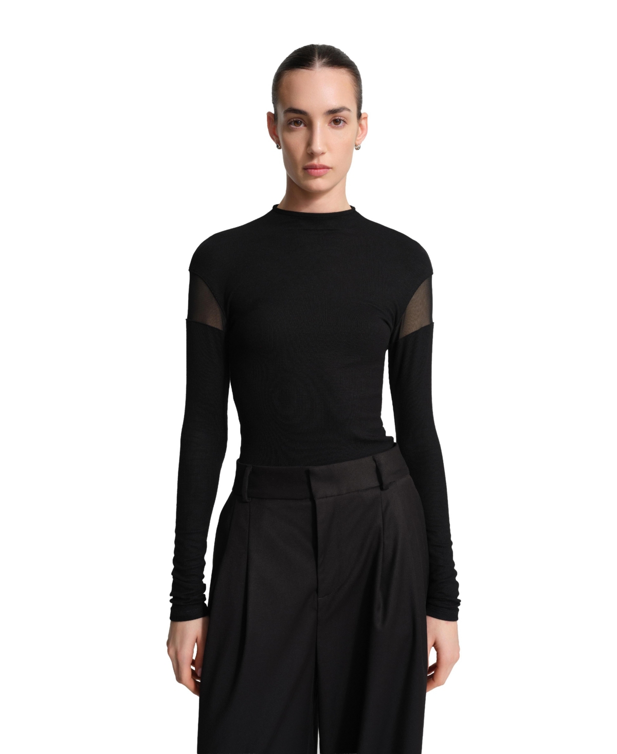 Marcella Women's Aiva Mesh Sleeve Cutout Long-Sleeve Top