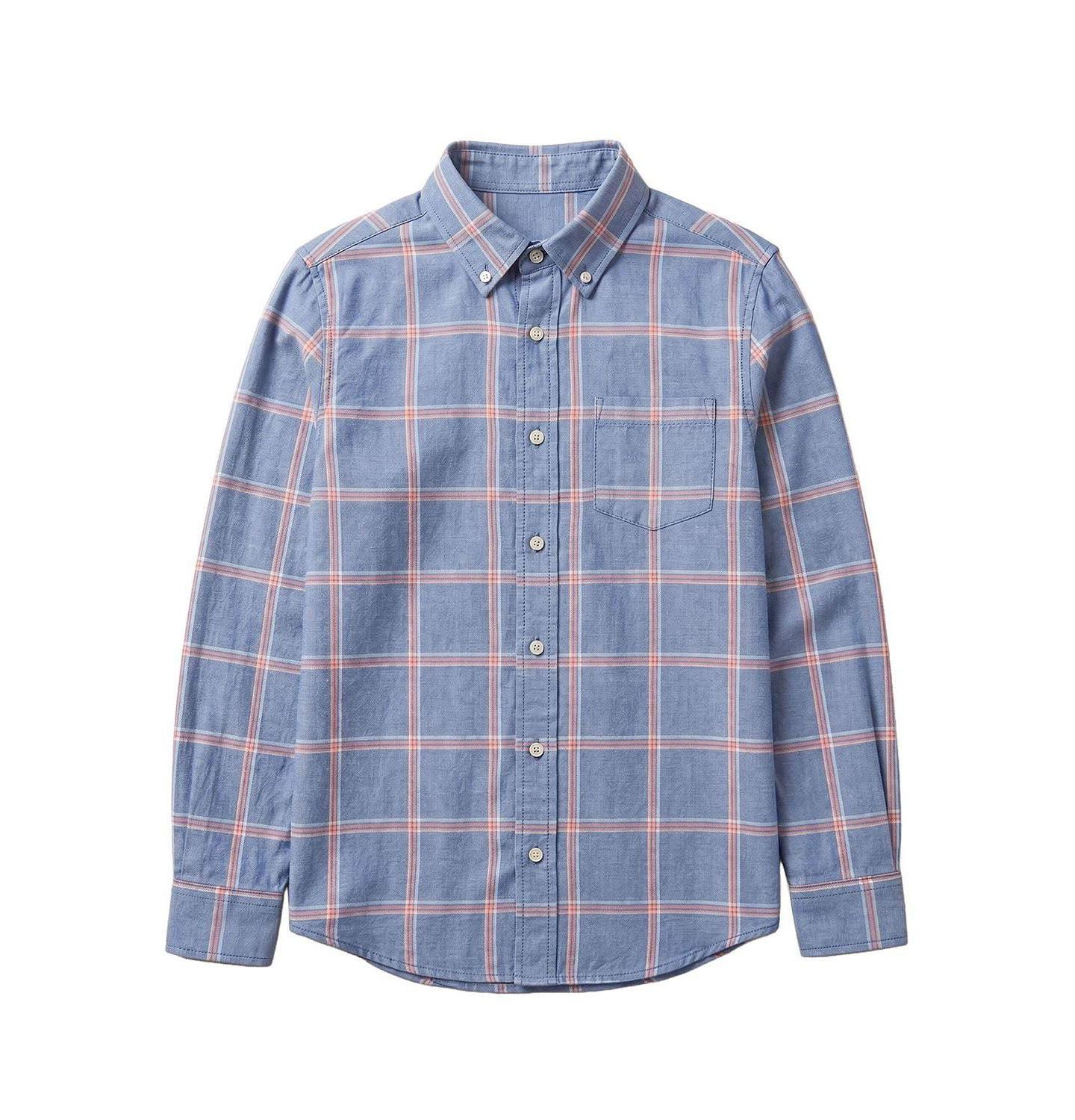 Рубашка Hope & Henry Organic Long Sleeve Stretch Poplin Shirt для мальчиков, цвет: Клетчатый — фото 1
