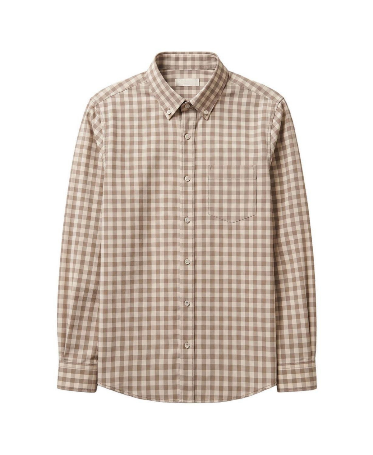 Hope & Henry Little and Big Boys' S- Xl Organic Long Sleeve Stretch Poplin Shirt - Tan gingham