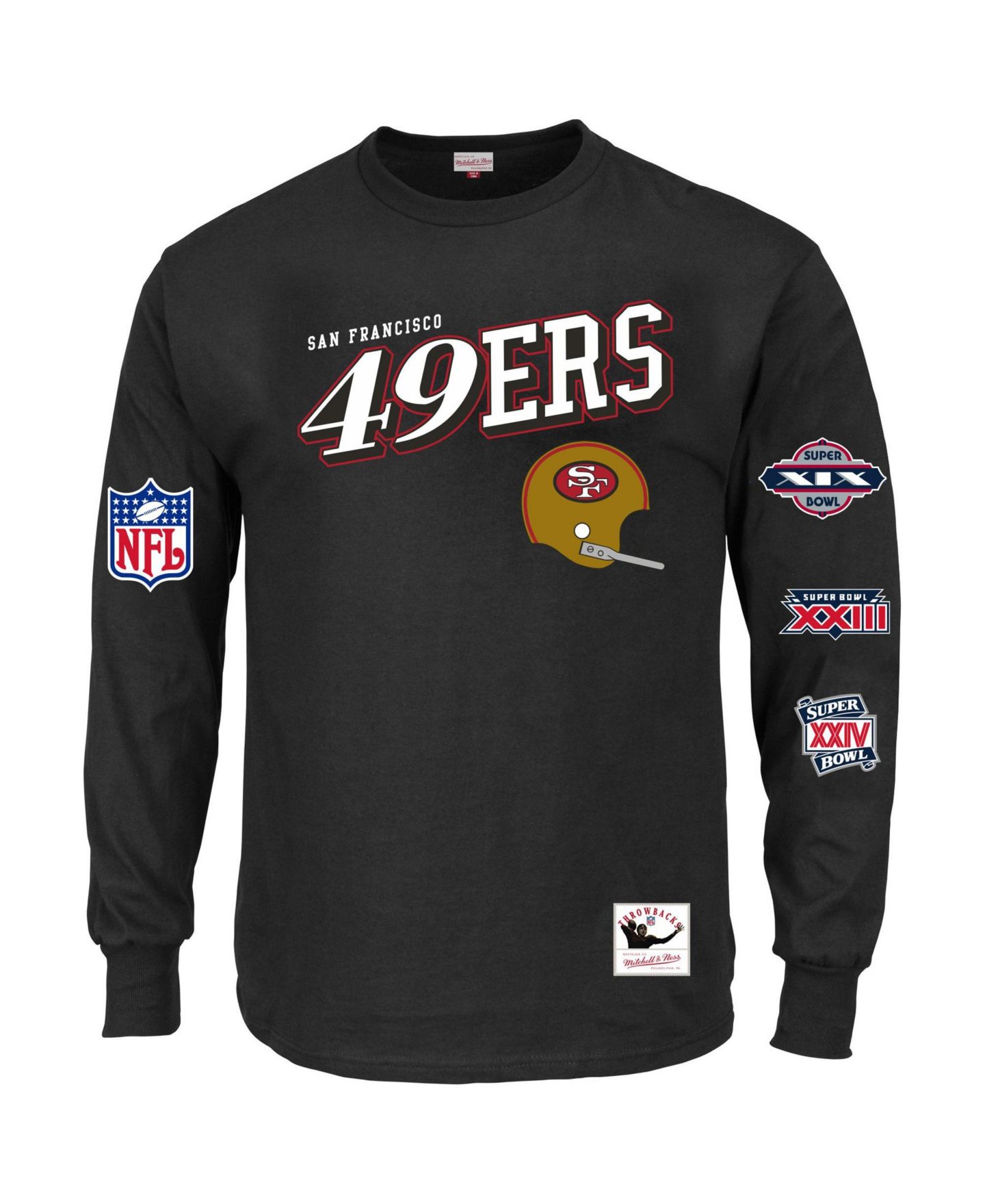 Мужская футболка Mitchell & Ness Black San Francisco 49ers Big & Tall Training Camp Long Sleeve — фото 1
