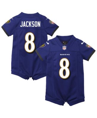 Baby Boys and Girls Lamar Jackson Purple Baltimore Ravens Romper Game Jersey