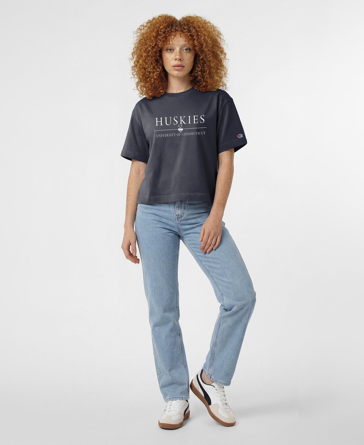Champion Women's UConn Huskies Cropped Wordmark T-Shirt
