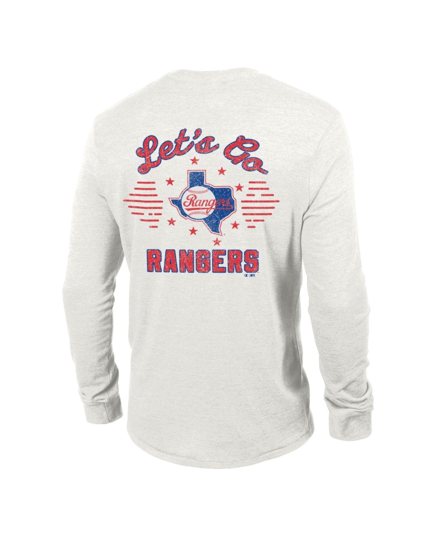Мужская футболка Champion Texas Rangers Cooperstown Winning Tradition Distressed Tri-Blend Crew-Neck Long-Sleeve — фото 2