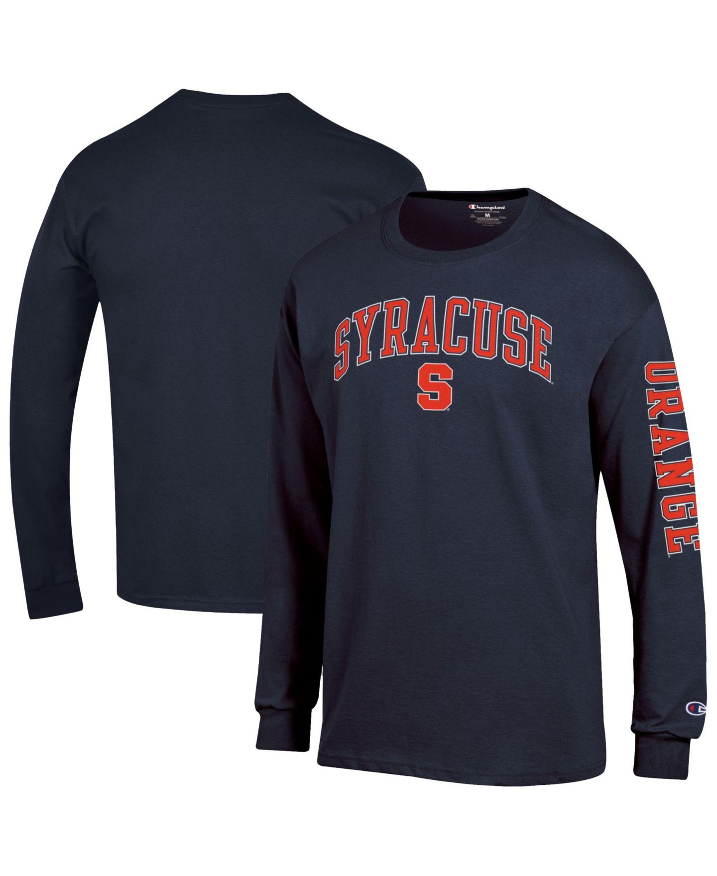 Мужская футболка Champion Syracuse Orange Arch Over Logo 2-Hit Long-Sleeve Crewneck — фото 1