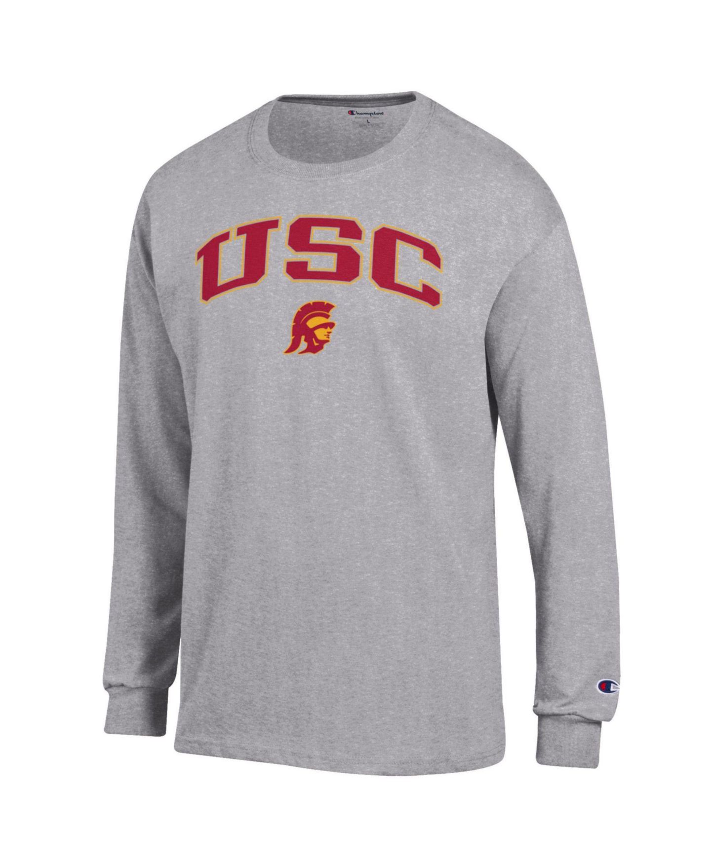 Мужская футболка Champion Heather Gray USC Trojans Arch Over Logo Long Sleeve — фото 3