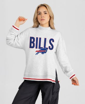 Women's Buffalo Bills Rally Point Contrast Stripe Mock Neck Long-Sleeve Sweatshirt