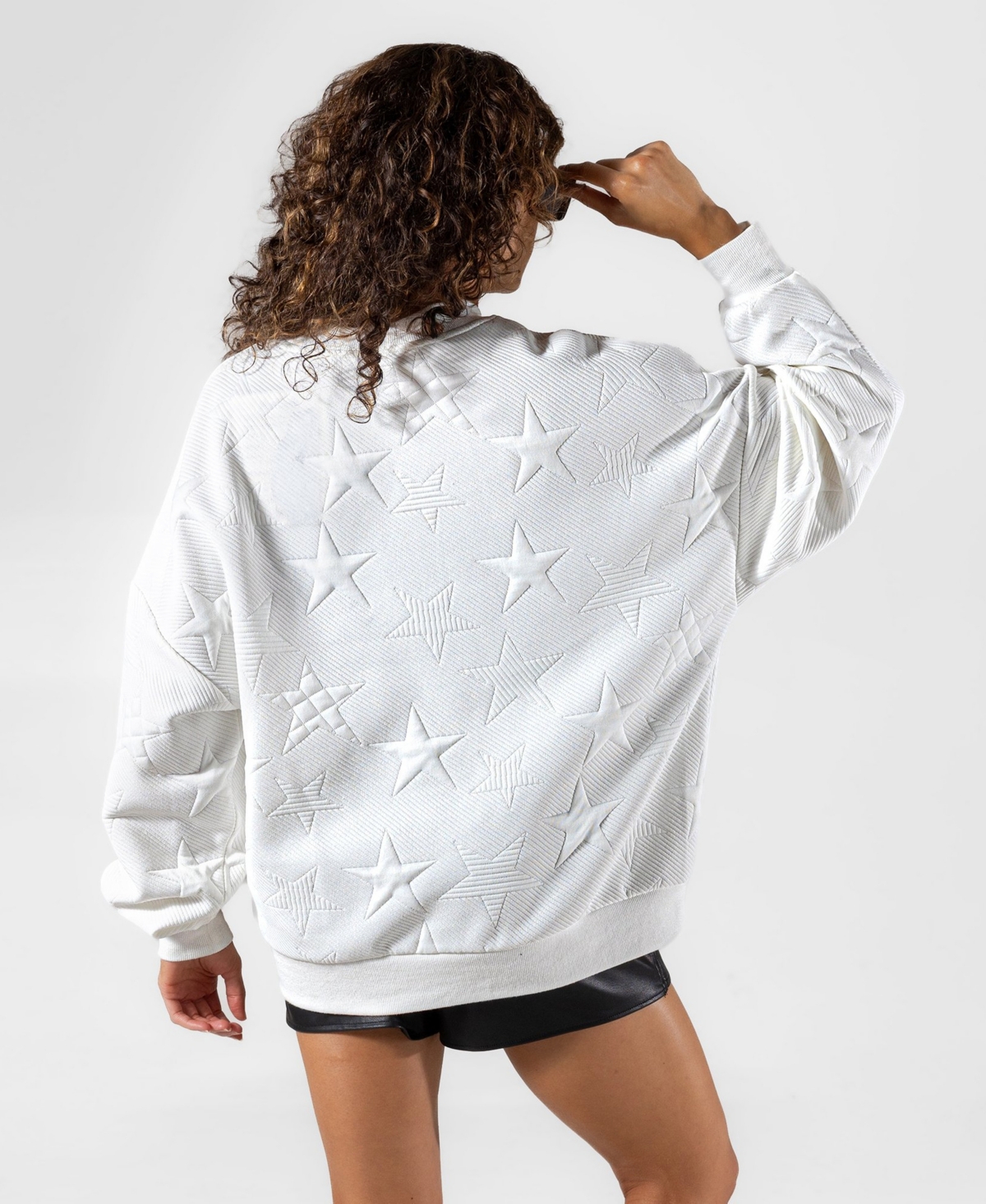 Gameday Couture Women's Philadelphia Eagles Big Play Energy Tonal Star Embossed Oversized Crewneck Sweatshirt