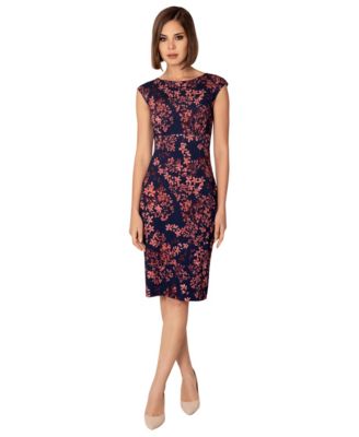 Women's Sculpted Boatneck Floral Shift Dress