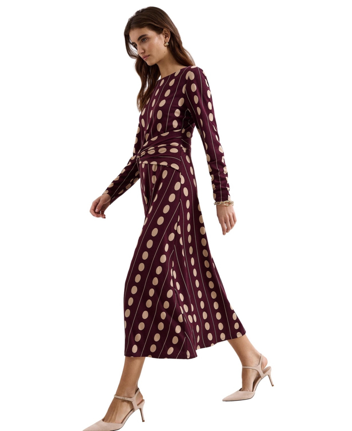 Phase Eight Women's Eugenie Spot Knot-Waist Midi Dress