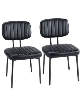 Set of 2 Faux Leather Dining Chairs with Mid Century Modern Design